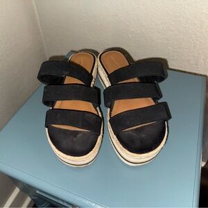 Black Strappy Espadrille Sandals